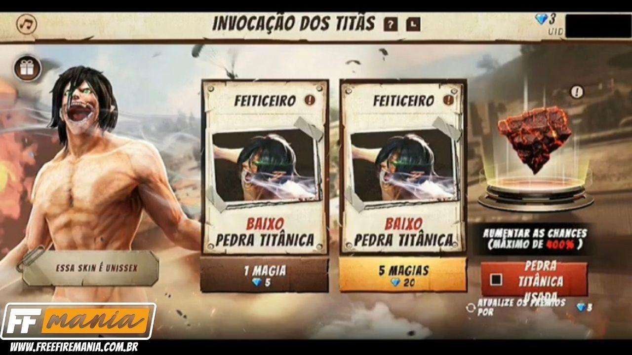 Garena Free Fire lança evento com skins de Attack on Titan - GKPB