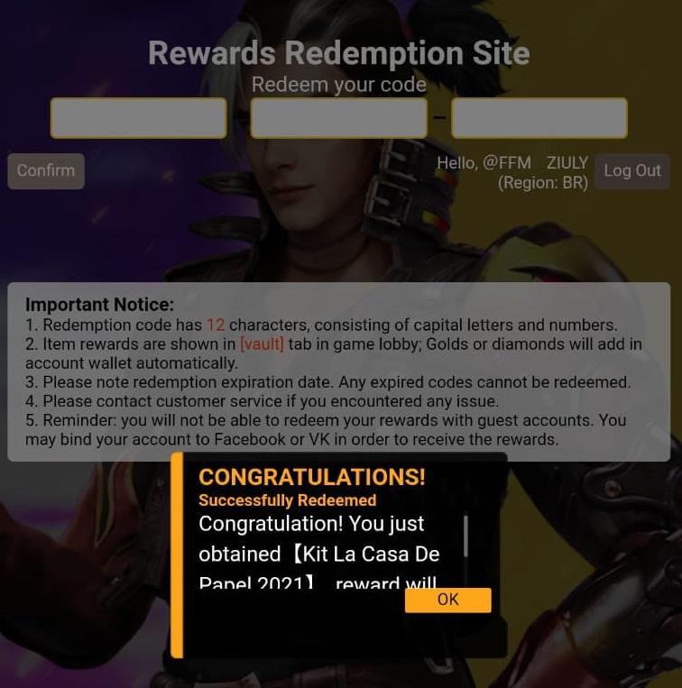 Rewards Redemption Site Garena: como resgatar o código Free Fire - Free Fire  Club