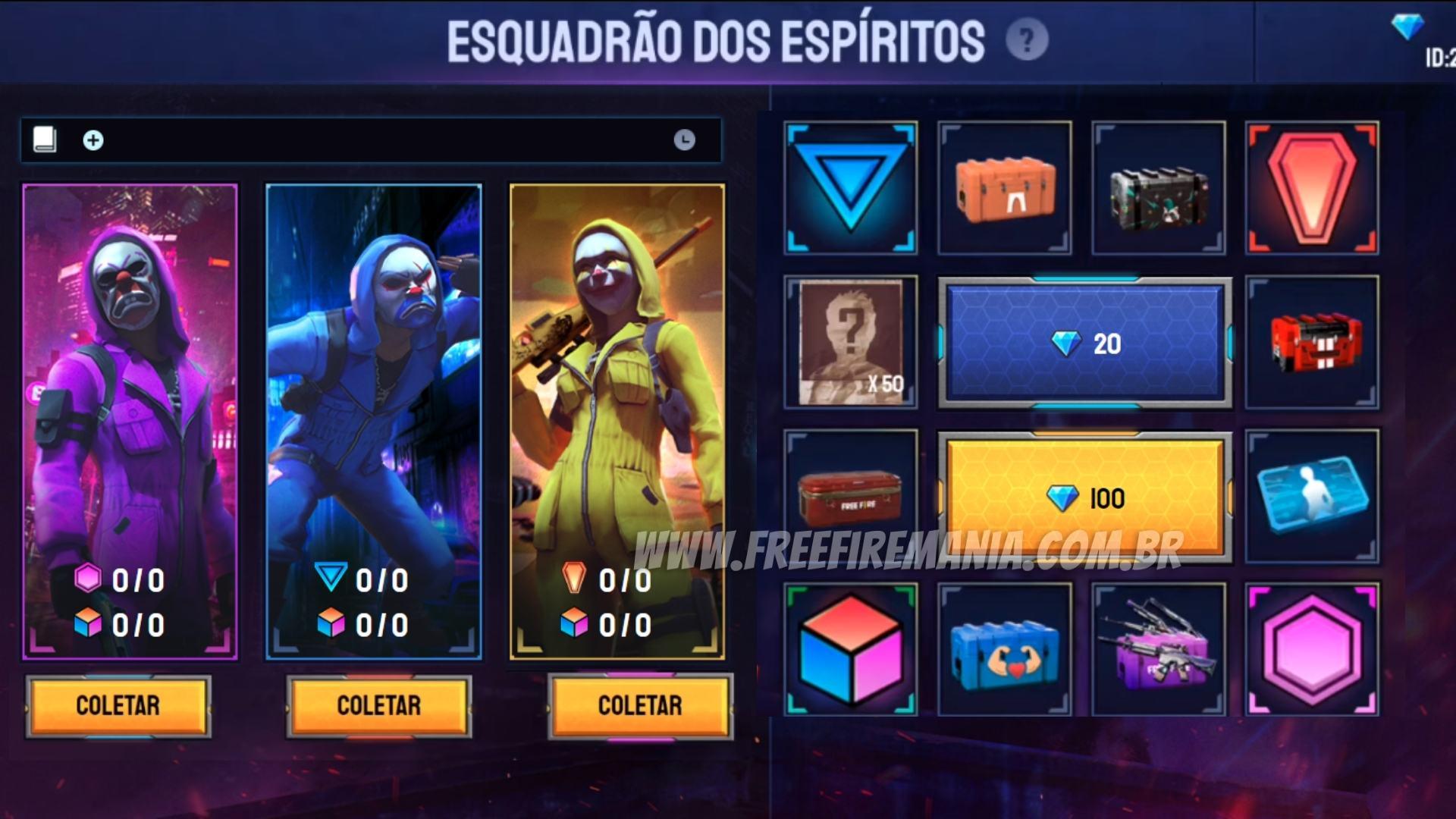 Garena Free Fire - O Esquadrão Top já está disponível no Frifas! Qual o seu  preferido? 🟡🟣🔵