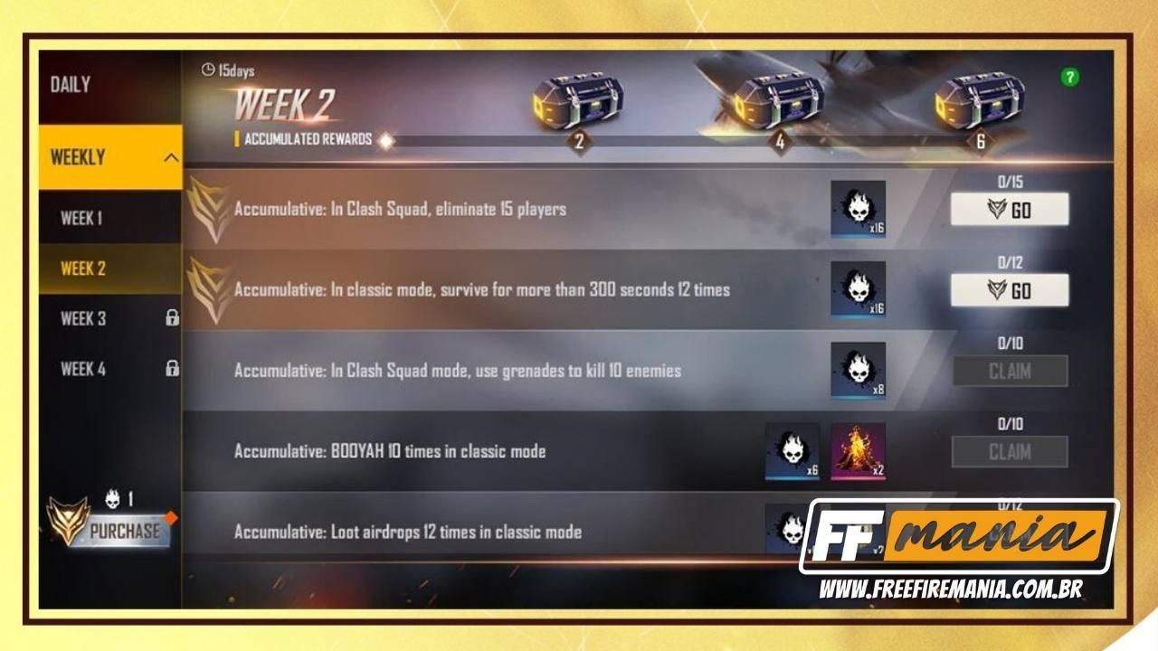 Elite Free Fire Pass 25 More Badges Weekly Missions Check It Out Free Fire Mania