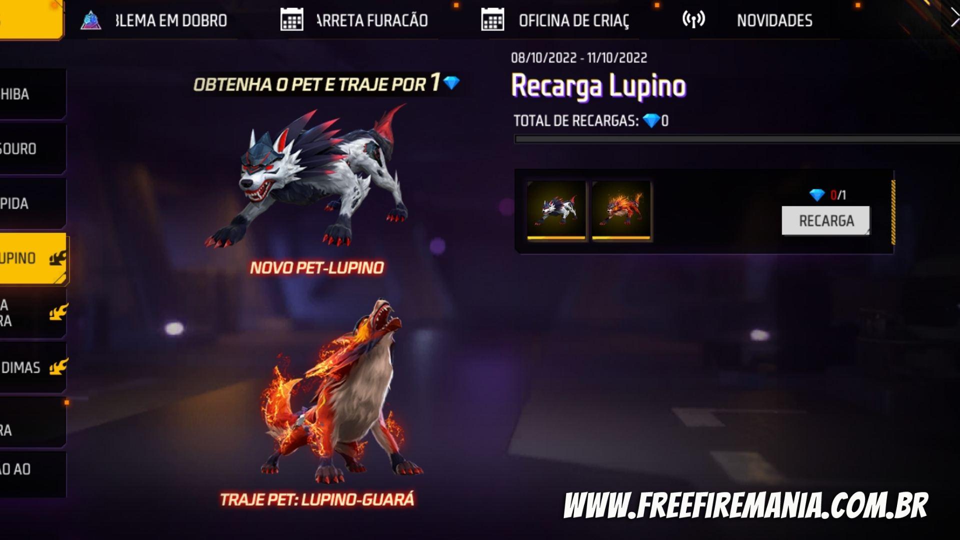 Free Fire: Lupino, novo pet, chega ao servidor avançado em