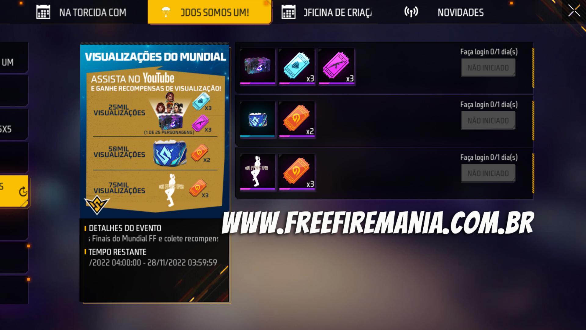 Final do Mundial de Free Fire - Recompensas para jogadores