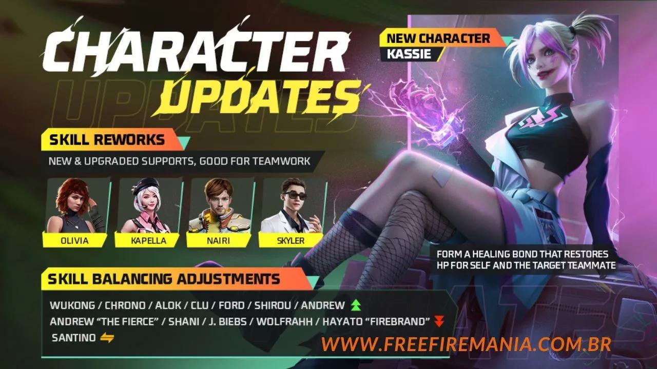 Atualização Free Fire Junho 2024: mudanças nos personagens (buffs e nerfs)