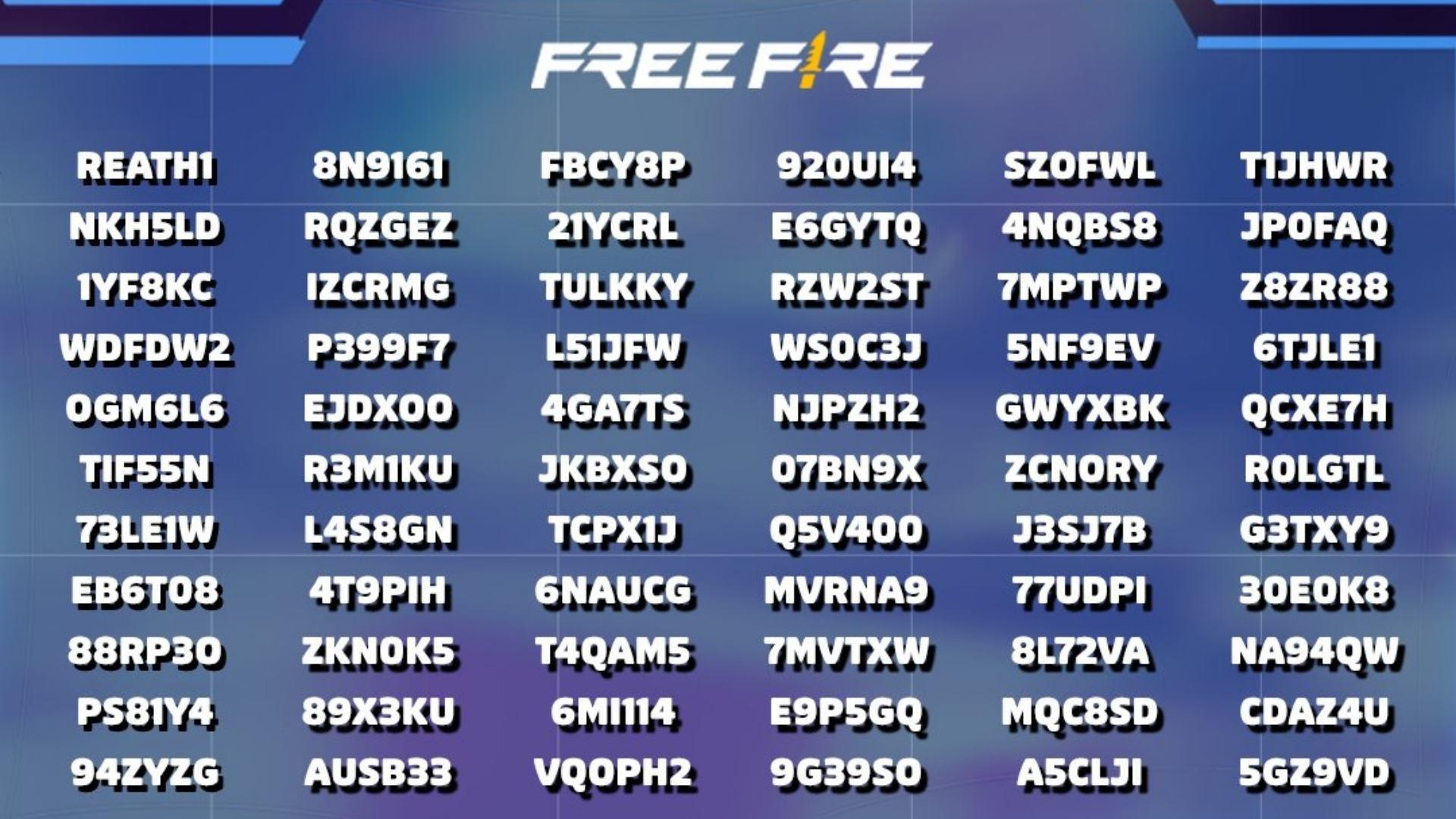 códigos de free fire livre