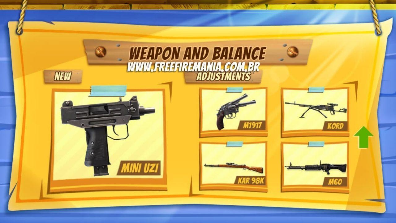Free Fire: Nerf e Buff marcam as armas M60, KAR98K, KORD e M1917 na  atualização de Junho 2021
