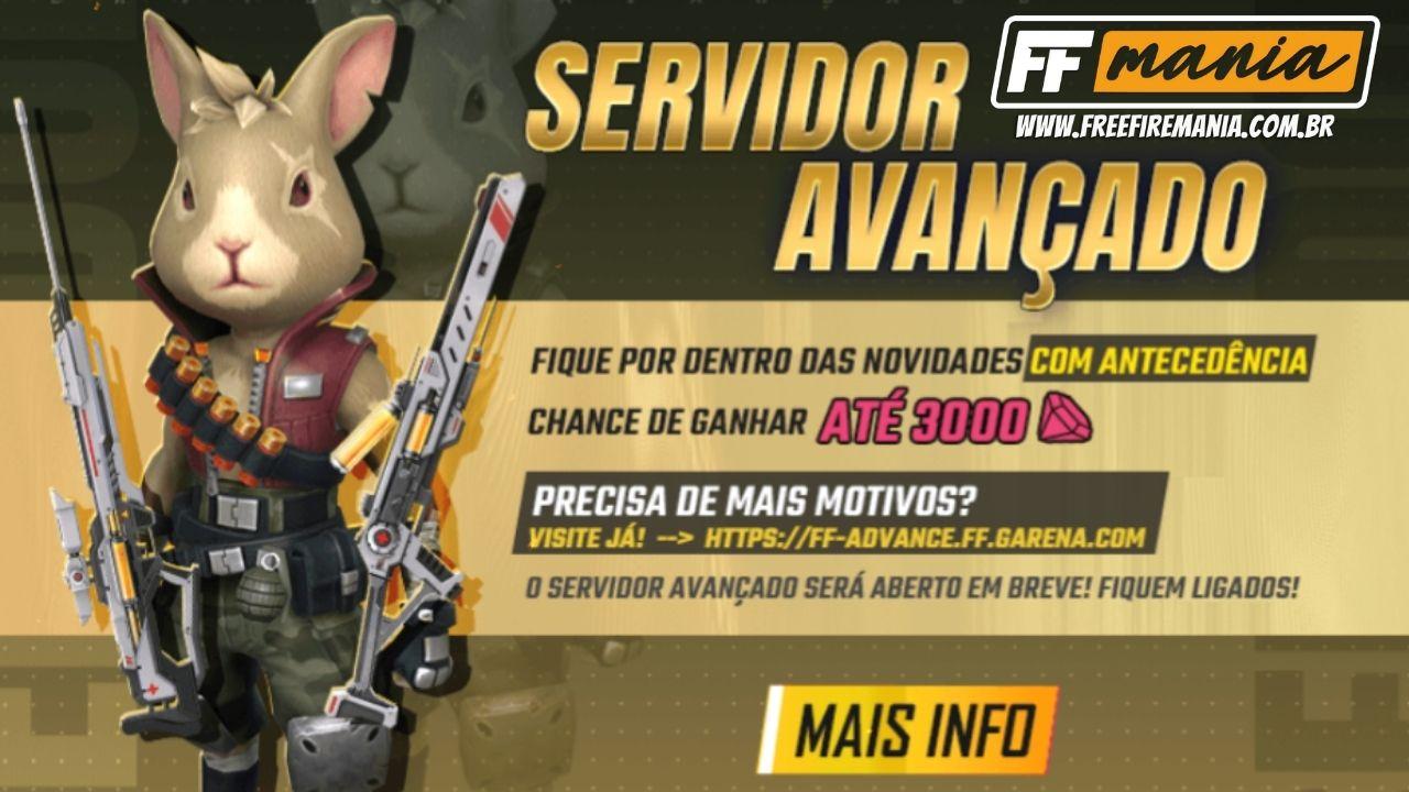 REGISTRO DO SERVIDOR AVANÇADO,NOVO PET,DUAS NOVAS ARMAS FREE FIRE 